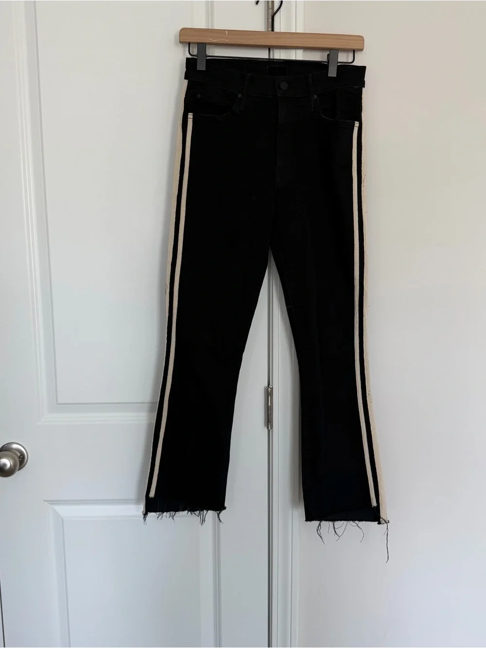 Mother The Insider Crop Step Fray in Guilty Racer Black
